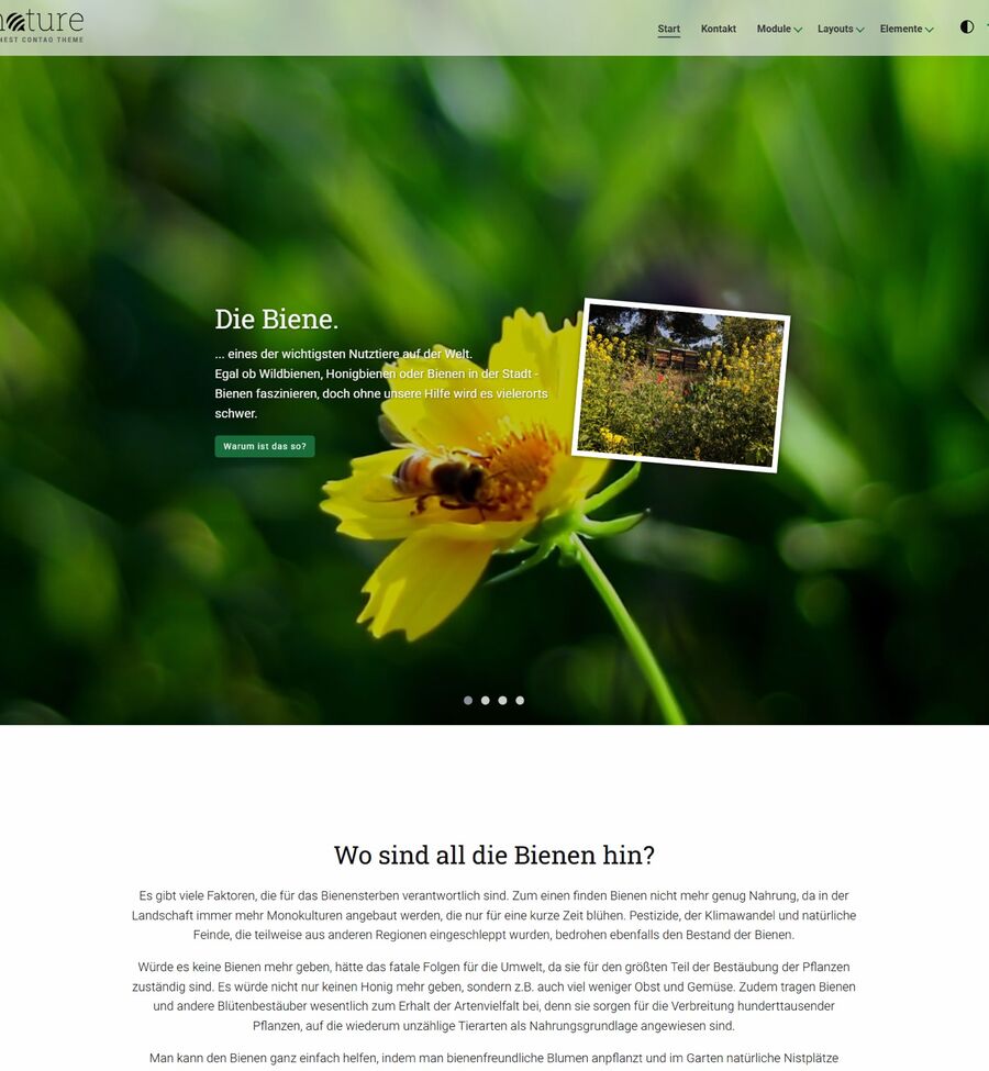 NATURE Contao Theme mit natürlich-schlichtem Design – Startseite